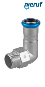 Übergangswinkel 90° Pressfitting I DN32 - 35,0 mm Aussengewinde 1 1/4" Zoll Edelstahl